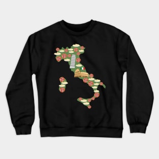 Italy Map with Pizza Crewneck Sweatshirt